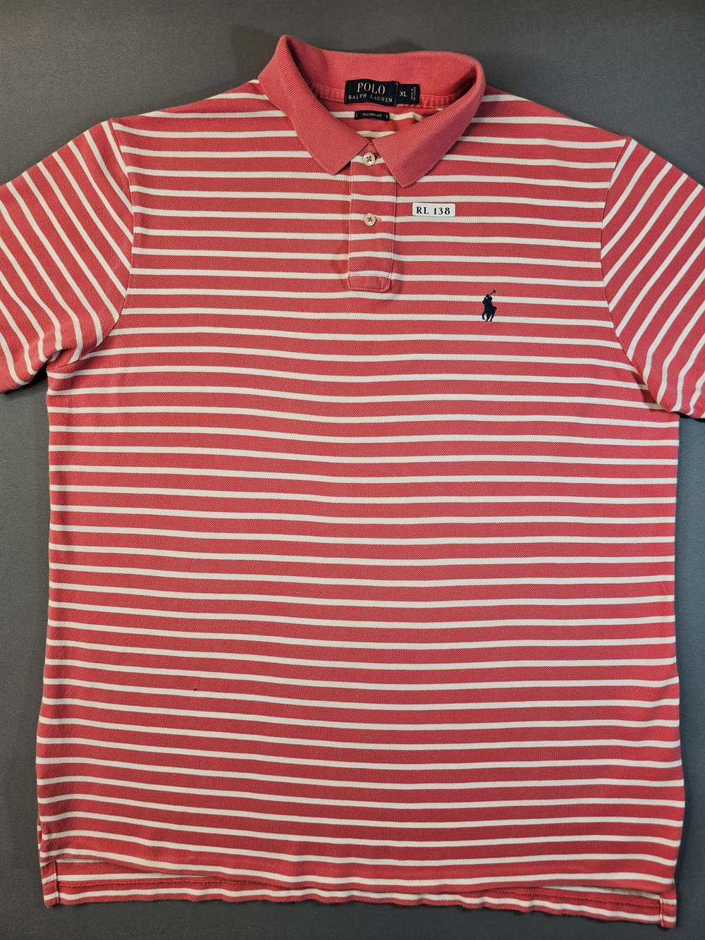 Polo Ralph Lauren Men's XL Red & White Striped Short Sleeve Polo Shirt